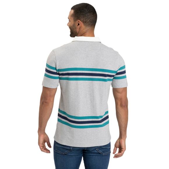 THREADS 4 THOUGHT Mens Ashby Pique Knit Stripe Polo Shirt Rugby 90s NWT Medium - Picture 2 of 9